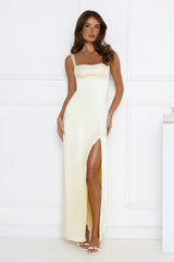 Headturner Energy Satin Maxi Dress Yellow