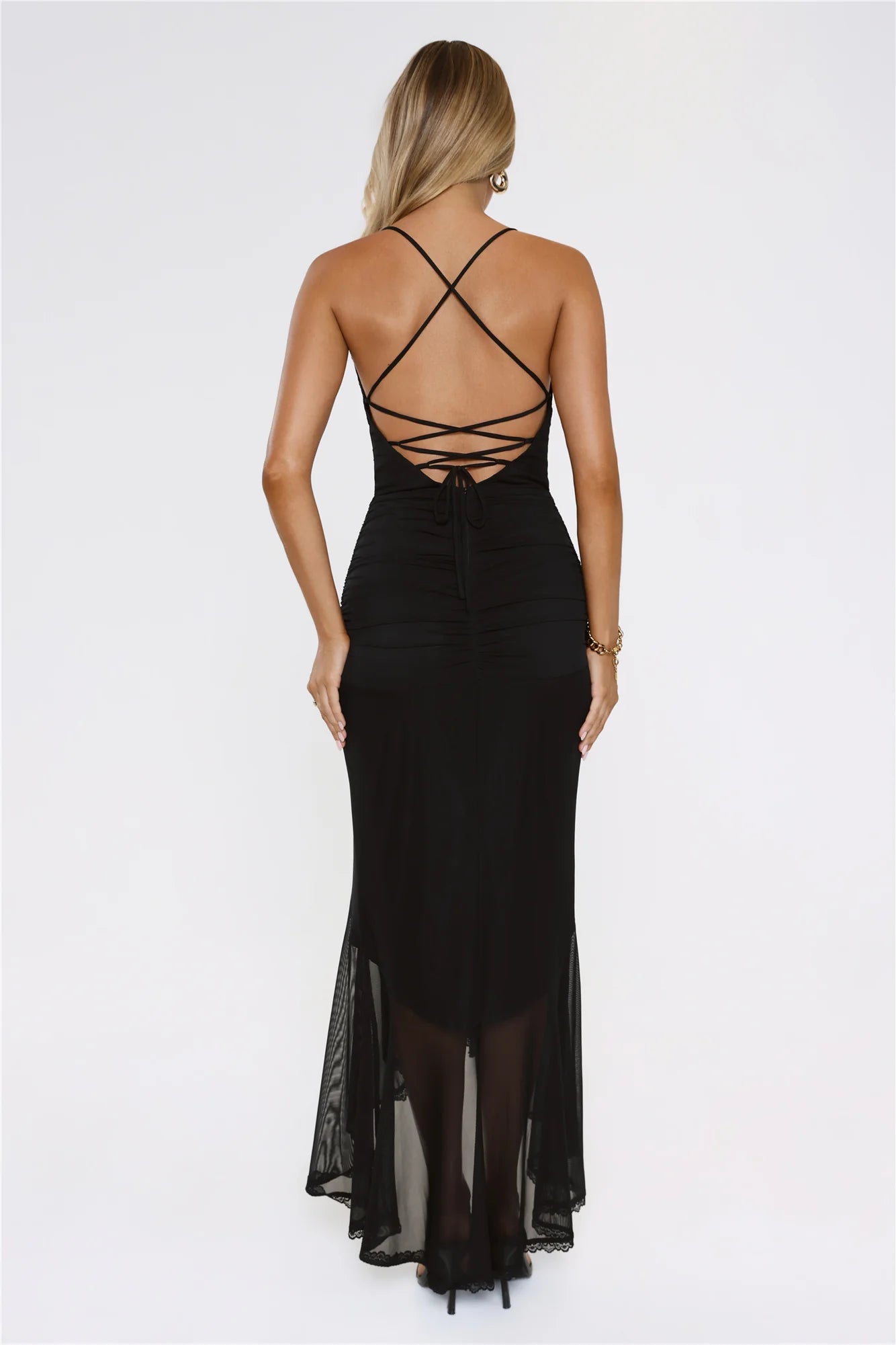 Whispered Dreams Mesh Maxi Dress Black